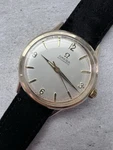 Vintage 1960 10K Gold Filled Omega Automatic Inscription 34MM French Suede. Fixed Price $799.00.