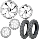 Drifter Chrome 21/18 Front Rear Wheel Package Set Tires Rotors Harley Flh/t. Fixed Price $3899.95.