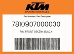 Ktm Genuine Rim Front 1,6X21IN. Black - 7810907000030. Fixed Price $220.28.