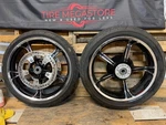 Take-off Harley Tomahawk Wheels, Tires, & Rotors Bagger CVO-TOM-2922-19-18-2. Fixed Price $739.00.