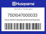 Husqvarna Genuine Felge Hinten 5.0''X17'' Tl - 7501047000033. Fixed Price $564.08.