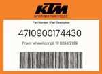 Ktm Genuine Front Wheel Cmpl. 85SX 2019 - 4710900174430. Fixed Price $747.99.