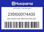 Husqvarna Genuine Rear Wheel Cmpl. 16IN Ktm TC85 2019 - 2351000174430. Fixed Price $733.03.