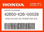 Honda Genuine Wheel Sub-assy., Rr. *NH303M* (mat Axis Gray Metallic). Fixed Price $198.02.